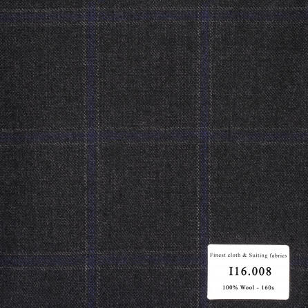 I16.008 Kevinlli V9 - Vải Suit 100% Wool - Xám Caro